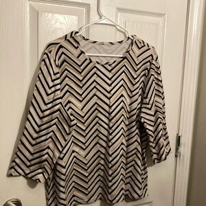 1X Kim Rogers blouse black ,tan gold,cream